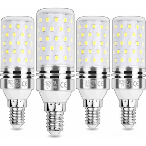 Ampoule Maïs LED 12W, E14 Petit Edison Vis Ampoules, Blanc Froid 6000K, 1200LM, Équivalent Ampoule Incandescence 100W, Non Dimmable, lot de 4