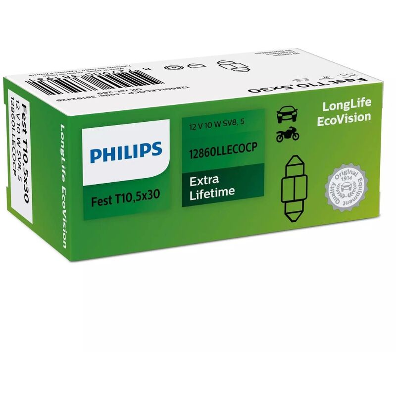 Philips - Ampoule navette d'habitacles LongLife EcoVision C10W