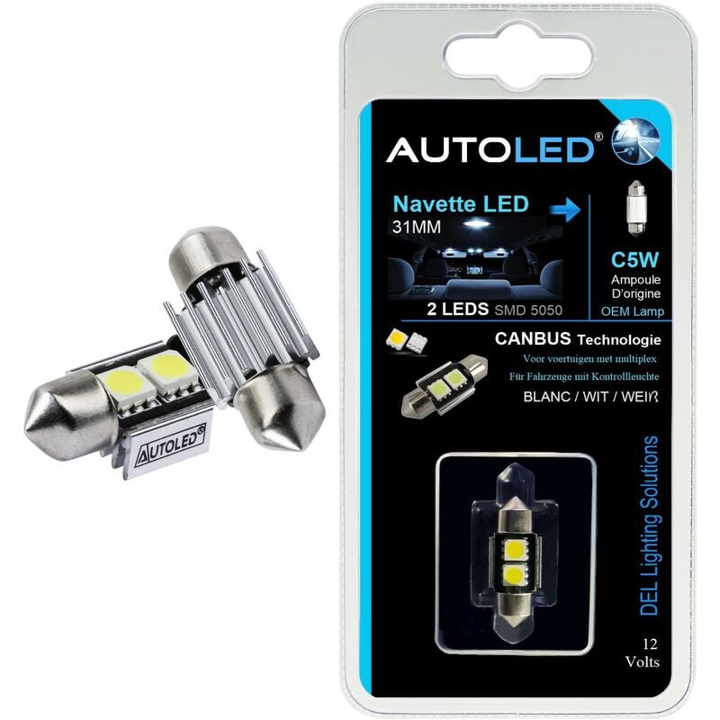 Autoled - ampoule navette led C5W 31MM canbus anti-erreur 2 leds /plaque / habitacle ®