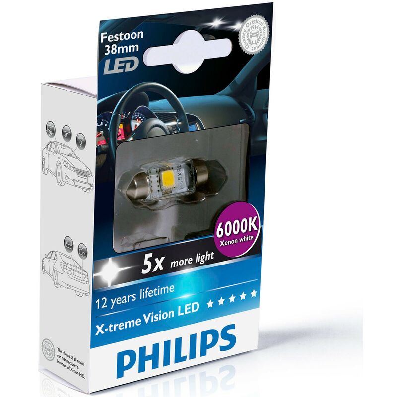 Ampoule led Philips X-Trême Vision Festoon C5W 1W 38mm 6000K