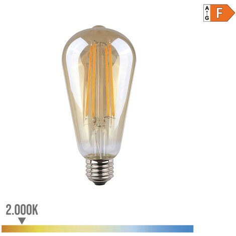 Ampoule à filament Ampoule Edison LED lampe vintage boule rétro dimmable,  fumée de verre, E27 6 watts 220 lumens 2000 Kelvin blanc chaud, DxH  6,4x14,1 cm