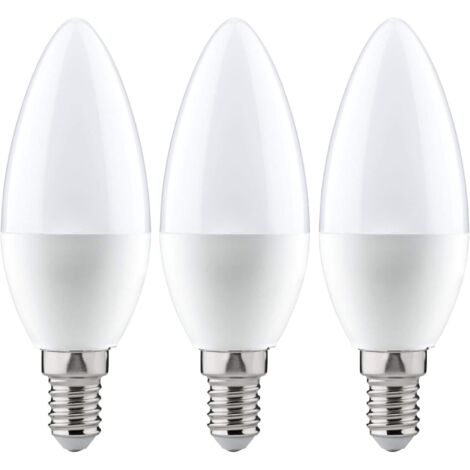 Ampoule pointue, culot E14, lumière blanc chaud 7W, adaptée aux suspensions, paquet de 3