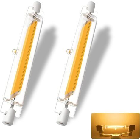 Ampoule R7S LED 118mm Dimmable 20w, R7S LED 118mm Haute Lumière COB Remplacer Lampe Halogène, Blanc Chaud 3000K,2000LM, Éclairage à Faisceau 360°, Pack de 2