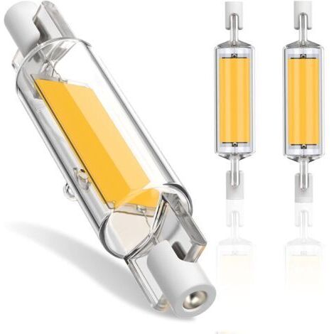 Ampoule R7S LED 78mm Dimmable, 10W R7S Ampoules LED COB, R7S LED 78mm Haute Lumière Blanc Chaud 3000K, R7S LED Lampe 1000LM, éclairage à faisceau 360 °, AC 220-240V, Pack de 2