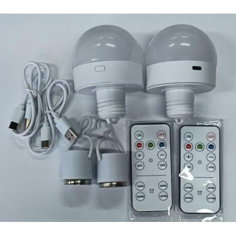 Ampoule Rechargeable,Ampoules à Piles E27 Avec Base MagnéTique Amovible,TéLéCommande Et Minuterie Pour Lampes Non CâBléEs,Lampes De Table,Lampes De Chevet,Lot De 2