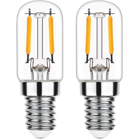 Ampoule Refrigerateur LED E14 2W 220V, T22 Ampoule Frigo Équivalent 15W Incandescent/Lampe Halogène Blanc Chaud 2700K Non Dimmable Petit LED pour Lampe de Veilleuse Hotte Machine à Coudre,Lot de 2
