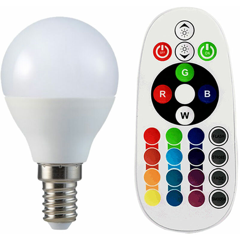 Ampoule rgb led E14 ampoule 4,8 watts télécommande 470 lumens lampe à changement de couleur dimmable 3000 Kelvin