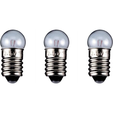 Ampoule Sphérique Culot E10 - Lot de 3 - Verre Transparent - 6V 2,35W - Pour Lampe Torche