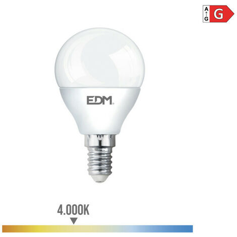 Ampoule Sphérique Led E14 5w 400lm 4000k Lumière Du Jour ø4,5x8cm Edm