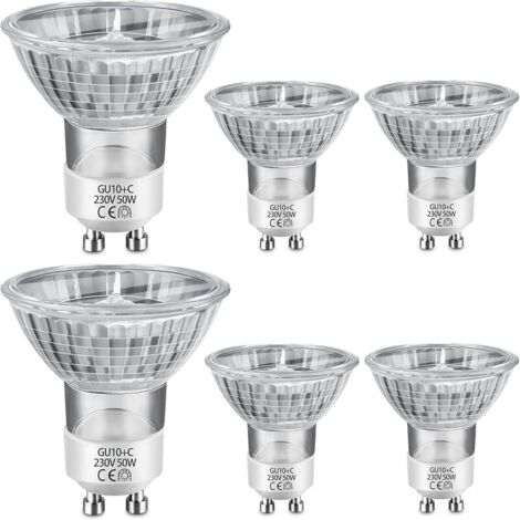 Ampoule Spot GU10, Lampe MR16 230V, Intensité Variable Blanc Chaud 2700K, Grand Angle de Faisceau 38°, Réflecteur pour Eclairage de Salle de Bain, Eclairage D'armoire, Lot de 6