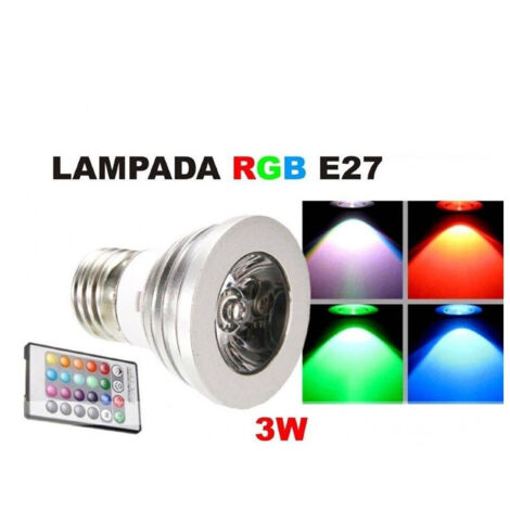Ampoule Spot Led E27 3w 220v Rgb Multicolore Avec Télécommande