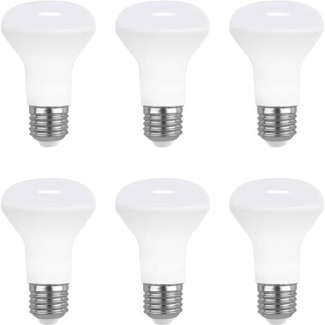 Ampoule Spot LED E27 R63 7W Blanc Froid 6000K, 665LM, Lumière 120 Degrés, 220V, Ampoule Réflecteur R63 pour Spot de Plafond, non-dimmable, lot de 6 [Classe énergétique E]