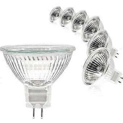 Ampoule spot MR16, 12 V 20 W, culot GU5.3, dimmable, halogène 2 broches, blanc chaud 2700 K, lot de 6.