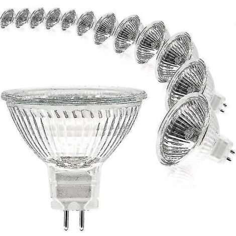 Ampoule spot MR16 12 V 20 W GU5.3, dimmable Ampoules halogènes à broche blanc chaud 2700K, lot de 12 (MR16-20W-12P)