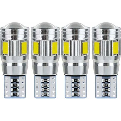 Ampoule T10 W5W led plafonnier voiture led interieur veilleuse led voiture Convient pour les feux de plaque d'immatriculation, les feux latéraux, les feux de position et les plafonniers (4 pièces).