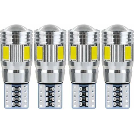 Ampoule T10 W5W led plafonnier voiture led interieur veilleuse led voiture Convient pour les feux de plaque d'immatriculation, les feux latéraux, les feux de position et les plafonniers (4 pièces).