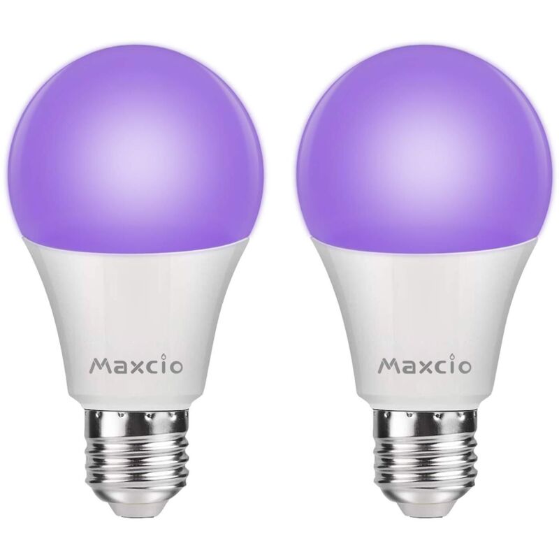 Ampoule UV violet 385-400nm9W revêtement plastique aluminium couvercle transparent fête maison hantée lampe fluorescente paquet de 2