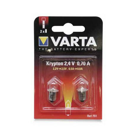 Lot de 2 ampoules pour lampe de poche Krypton 2,4V 0,70A - plusieurs modèles disponibles