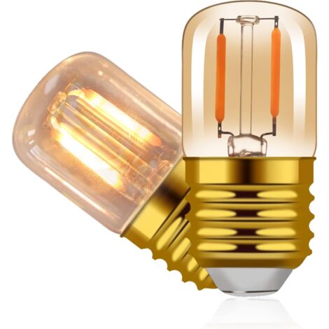 Ampoule veilleuse LED ambre E26 1W, mini tube T28 2200K lumière chaude, équivalent à une ampoule incandescente de 10W, non dimmable, lot de 2.