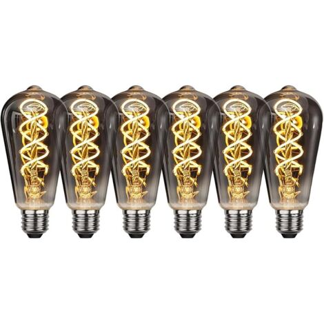 Ampoule Vintage Edison E27, 6W LED Vintage E27 Dimmable ST64 Lampe Retro LED Lumière Chaleureuse 2700K Parfaite pour Éclairage Nostalgique et Rétro à la Maison, Café et Bar, 6 Pièces