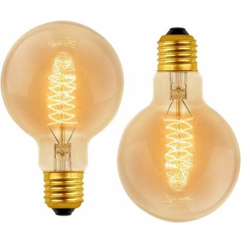 Ampoule Vintage G80 E27 Dimmable 40W Blanc Chaud 2700K, AC 220V, Ampoules de Décoration à Incandescence Rétro E27 Spirale Tungstène Filament Lampe, lot de 2