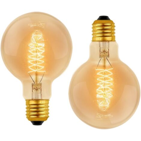Ampoule Vintage G80 E27 Dimmable 40W Blanc Chaud 2700K, AC 220V, Ampoules de Décoration à Incandescence Rétro E27 Spirale Tungstène Filament Lampe, lot de 2