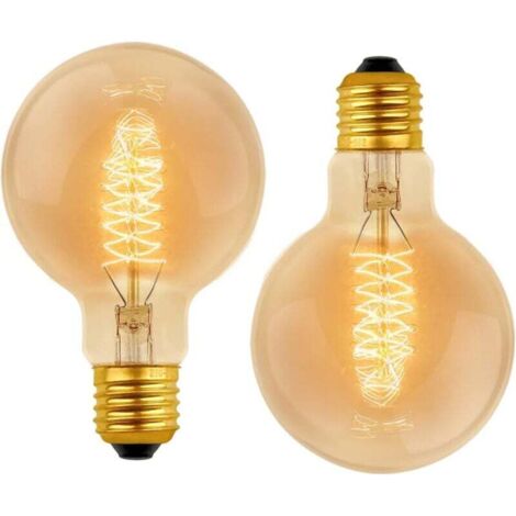 Ampoule Vintage Globe G80 E27 Dimmable 60W Blanc Chaud 2700K, 600lm, Ampoules de Décoration à Incandescence Rétro E27 Spirale Tungstène Filament Lampe, lot de 2