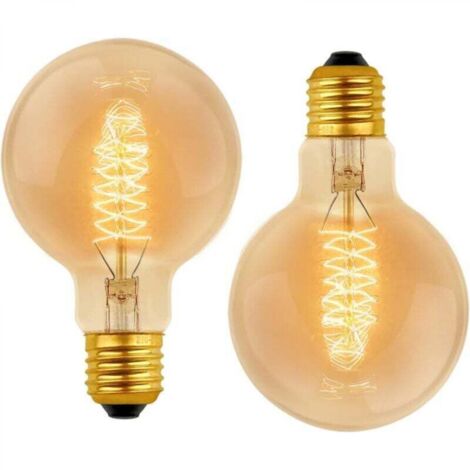 Ampoule Vintage Globe G80 E27 Dimmable 60W Blanc Chaud 2700K, 600lm, Ampoules de Décoration à Incandescence Rétro E27 Spirale Tungstène Filament Lampe, lot de 2