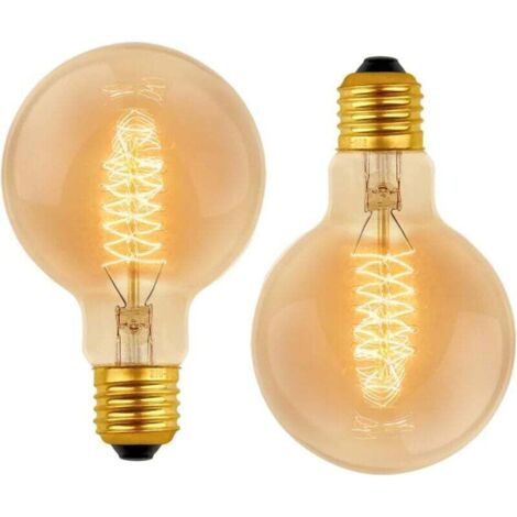 Ampoule Vintage Globe G80 E27 Dimmable 60W Blanc Chaud 2700K, 600lm, Ampoules de Décoration à Incandescence Rétro E27 Spirale Tungstène Filament Lampe, lot de 2