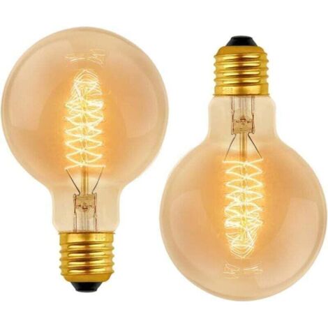 Ampoule Vintage Globe G80 E27 Dimmable 60W Blanc Chaud 2700K, 600lm, Ampoules de Décoration à Incandescence Rétro E27 Spirale Tungstène Filament Lampe, lot de 2
