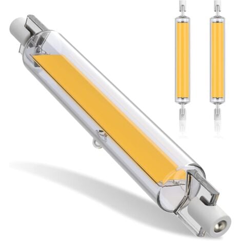 Ampoules 20W R7S LED 118mm Dimmable, R7S LED Ampoule Blanc Chaud 3000K, Ampoules COB Double Ended 2000LM, Ampoules R7S LED 118mm, Éclairage à Faisceau 360 °, AC 220-240V, Paquet de 2