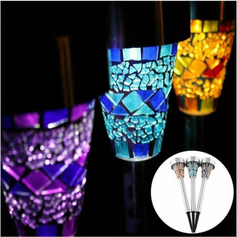 Ampoules 3 Pièces à Charge Solaire Pour Jardin Extérieur Mosaïque Colorée