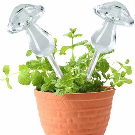 Ampoules à arrosage automatique pour plantes d'intérieur, jardin et balcon (2 champignons transparents)