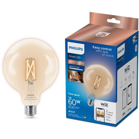 Ampoules à filament transparent philips consumer 37210800-g125 e27 7w-wiz connecté