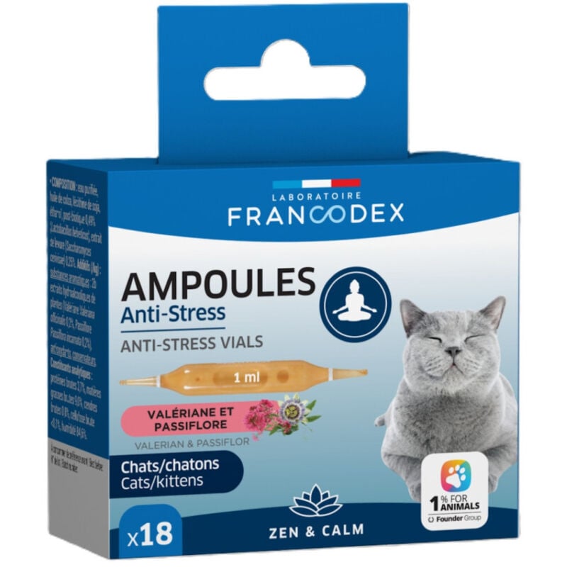 Ampoules Anti-Stress 18 x 1 ml pour Chatons et Chats Francodex