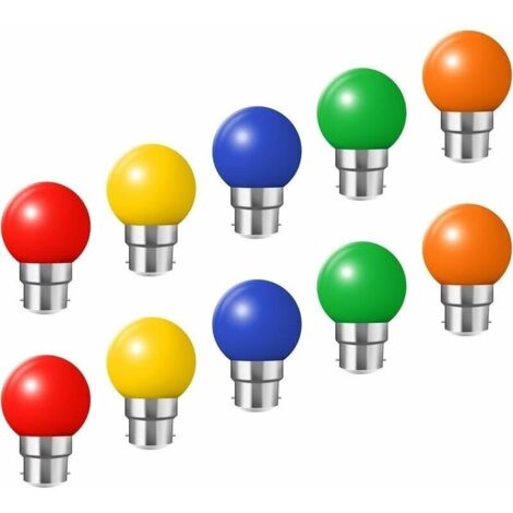 Ampoules baïonnette B22 - Paquet de 10 ampoule LED Feston 3W (équivalent 30W), ampoule écoénergétique écoénergétique colorée Couleur, petites ampoules de Noël BC Cap