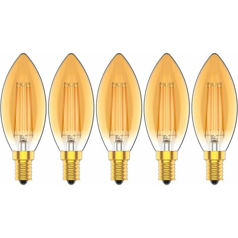 Ampoules Bougie à LED E14 4W, 30W Ampoule à incandescence équivalent, 2200K Blanc Chaud, 300LM, Cri80+, Petit Culot à Vis, Chandelier ampoules LED,Lot de 5
