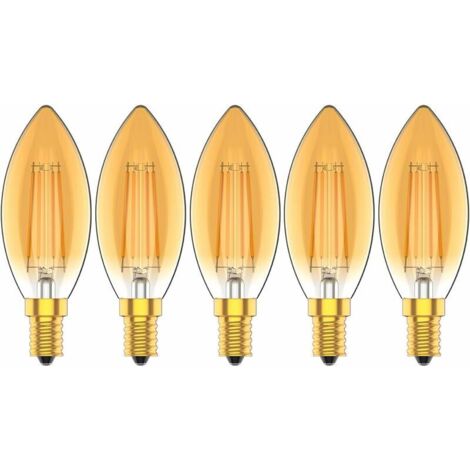 Ampoules Bougie à LED E14 4W, 30W Ampoule à incandescence équivalent, 2200K Blanc Chaud, 300LM, Cri80+, Petit Culot à Vis, Chandelier ampoules LED,Lot de 5