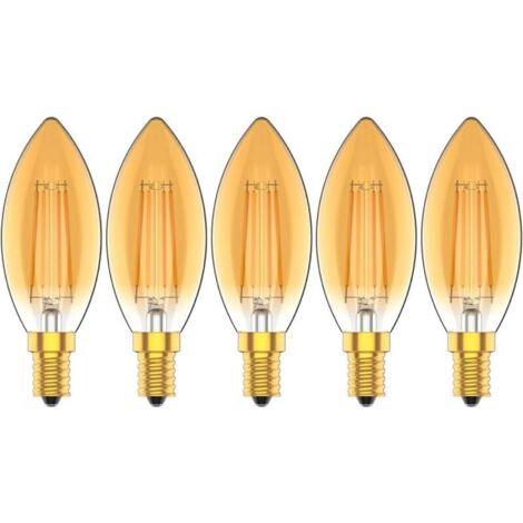 Ampoules Bougie à LED E14 4W, 30W Ampoule à incandescence équivalent, 2200K Blanc Chaud, 300LM, Cri80+, Petit Culot à Vis, Chandelier ampoules LED,Lot de 5