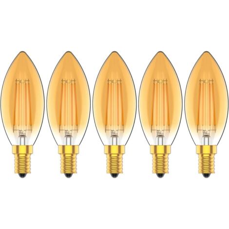 Ampoules Bougie à LED E14 4W, 30W Ampoule à incandescence équivalent, 2200K Blanc Chaud, 300LM, Cri80+, Petit Culot à Vis, Chandelier ampoules LED,Lot de 5