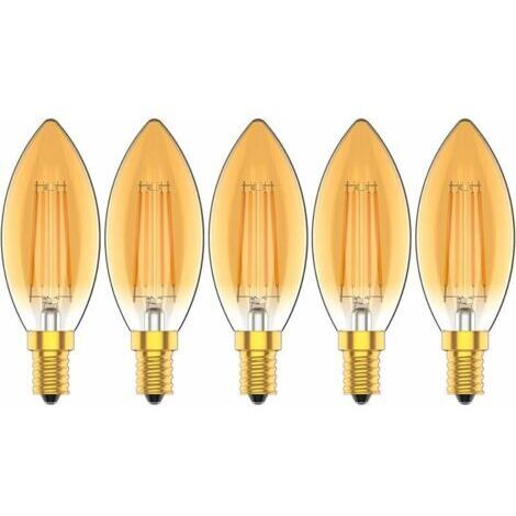 Ampoules Bougie à LED E14 4W, 30W Ampoule à incandescence équivalent, 2200K Blanc Chaud, 300LM, Cri80+, Petit Culot à Vis, Chandelier ampoules LED,Lot de 5