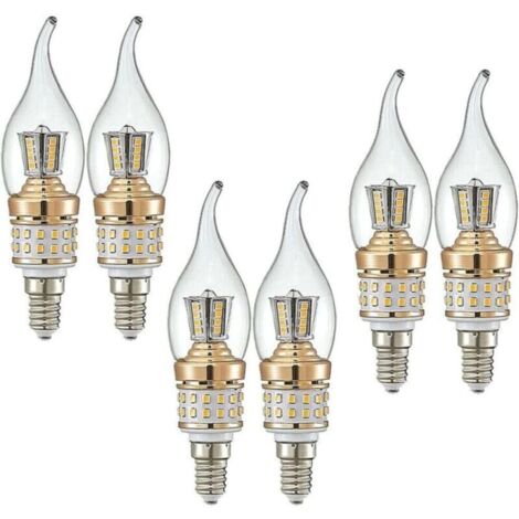 Ampoules Bougies LED E14 10W Petites Ampoules à Vis Candélabre LED Non Graduable Lustre Blanc Chaud 3000K Lampes à Économie D'énergie Vintage(Équivalent à 90W) 6Paquets