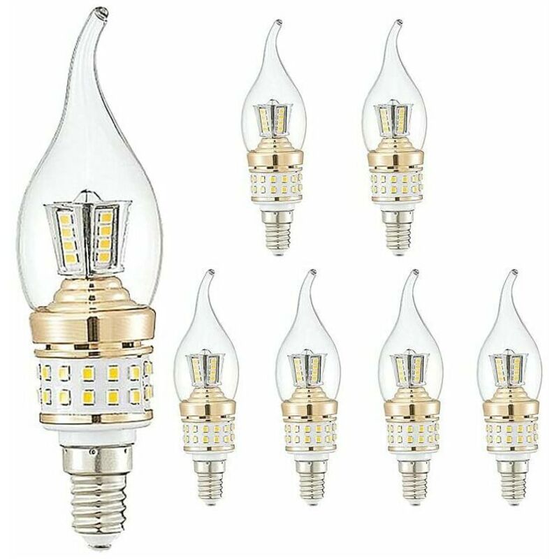 6 Paquets Ampoules Bougies led E14 10W Petites Ampoules à Vis Candélabre led pas à Intensité Variable Lustre Blanc Froid 6000K Lampes à Économie