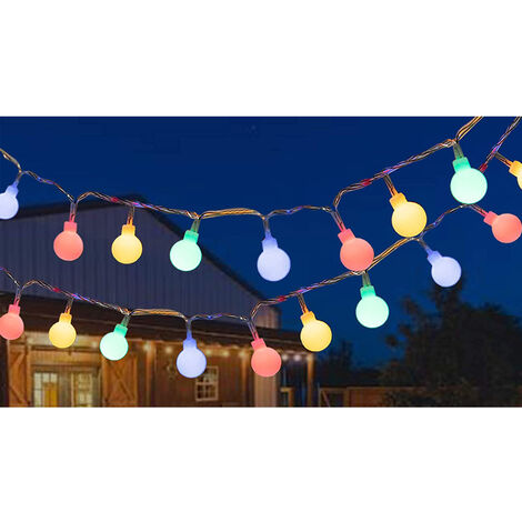 Ampoules colorées d'extérieur à chaîne lumineuse, 12M 100 LED, chaînes lumineuses de Noël pour balcon de jardin de fête et intérieur, Noël, chambre d'enfant, fête, bricolage, etc.