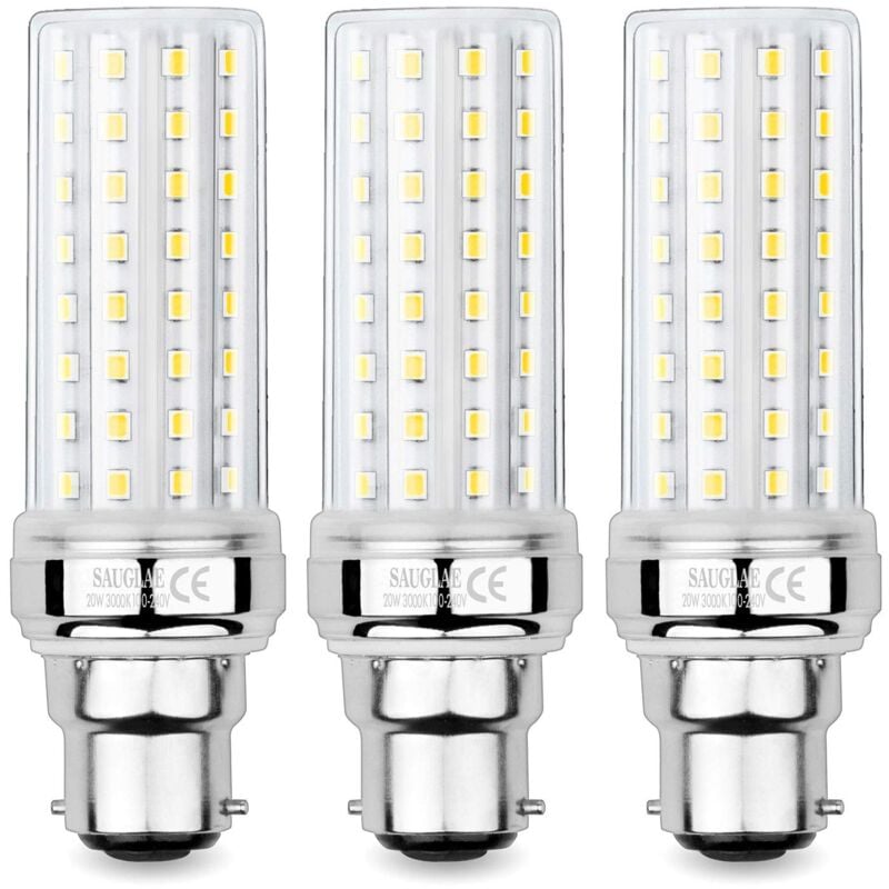 Ampoules de Maïs led 20W, Équivalent 150W Ampoule Incandescente, 2300LM, 3000K Blanc Chaud, Ampoules à B22 Baïonnette, 3 Pièces