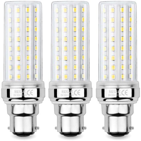 AOUGO Ampoules de Maïs LED 20W, Équivalent 150W Ampoule Incandescente, 2300LM, 3000K Blanc Chaud, Ampoules à B22 Baïonnette, 3 Pièces NPTERBL