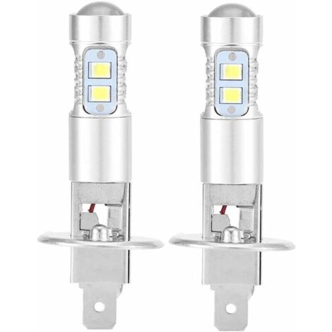 Ampoules de phare, 2x H1 6000K super blanc 100W Kit d'ampoules de phare à LED Feux de croisement