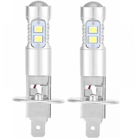 Ampoules de phare, 2x H1 6000K super blanc 100W Kit d'ampoules de phare à LED Feux de croisement
