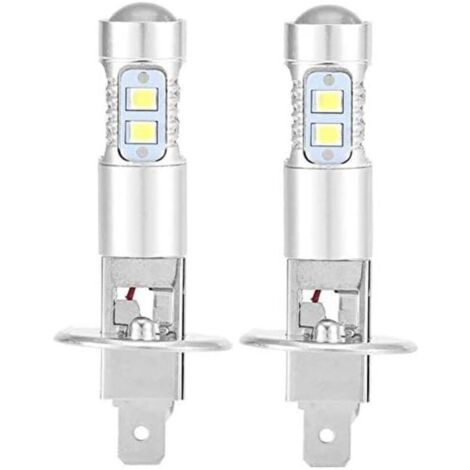 Ampoules de phare, 2x H1 6000K super blanc 100W Kit d'ampoules de phare à LED Feux de croisement,6524mm
