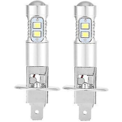 Ampoules de phares, 2 ampoules LED H1 6000K ultra-lumineuses 100W pour feux de brouillard et feux de jour de voiture